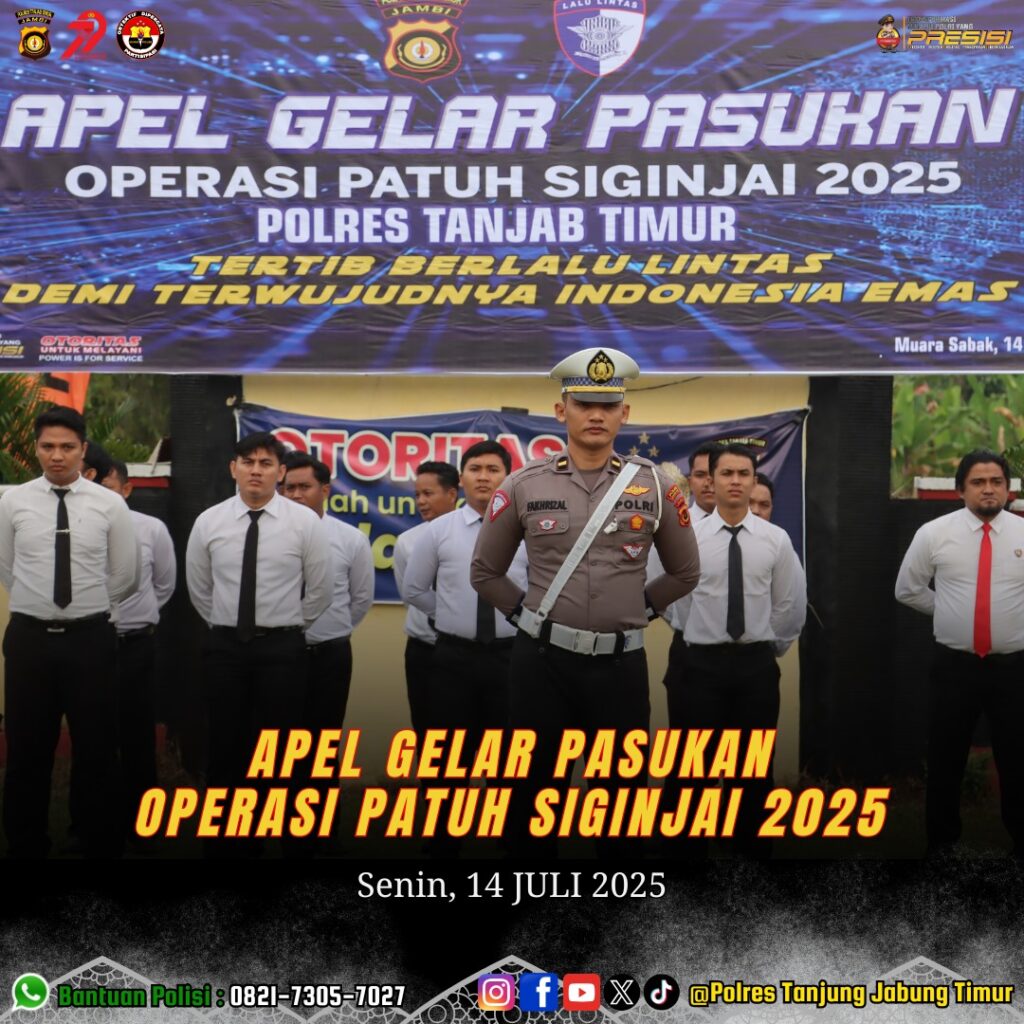 Polres Tanjung Jabung Timur menggelar Apel Gelar Pasukan Operasi Patuh Siginjai 2025